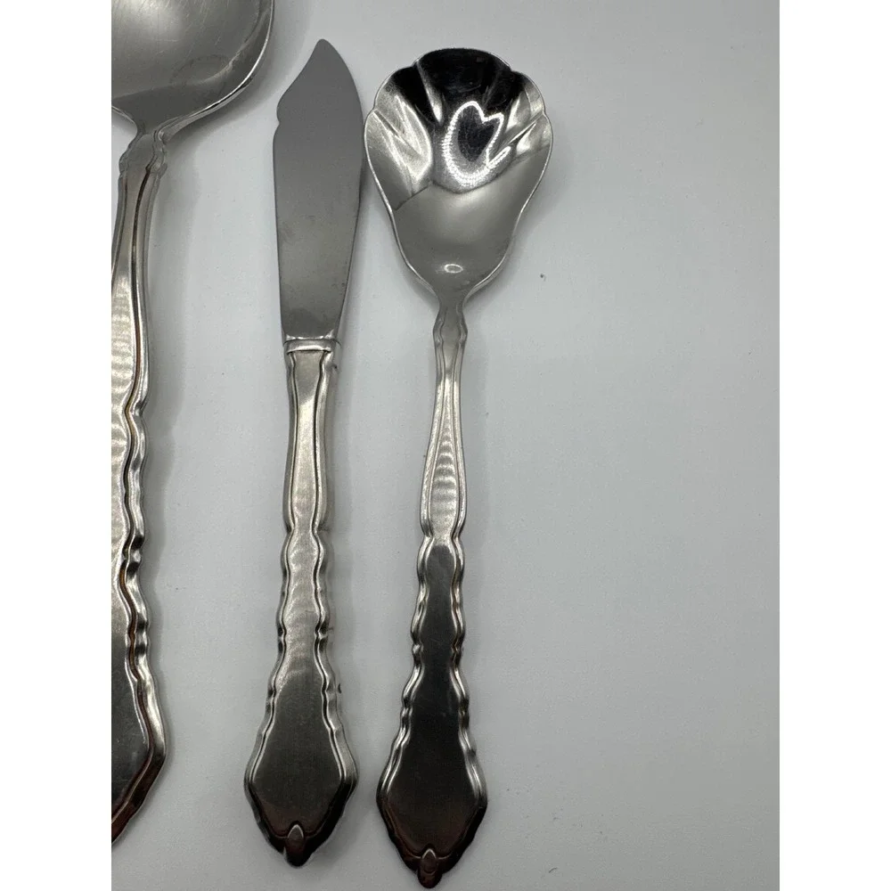 Oneida Royal Chippendale Community Stainless 4pc Serving Set Fork Spoon Knife